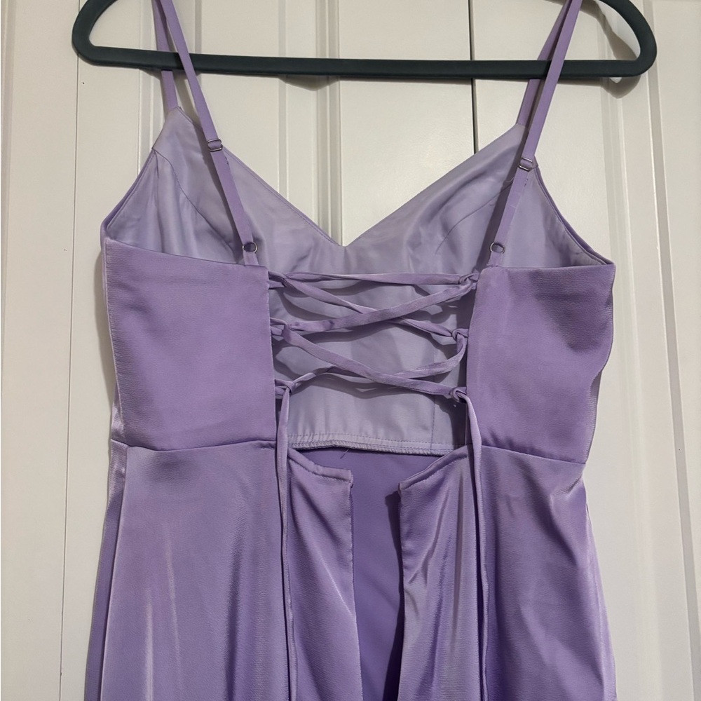 Azazie Light Purple Satin Dress - Picture 4 of 7